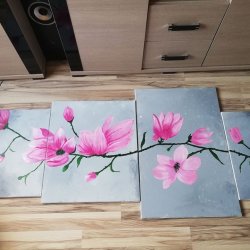 beata furtak_magnolie_tryptyk akrylowy